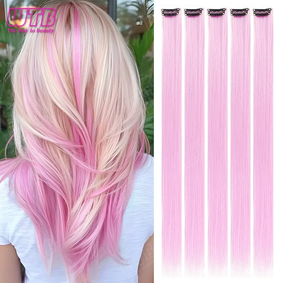 10 PCS Colored Synthetic Hair Extension Wigs for Women BB Clip Style Straight Hair Extension Wigs Suitable for Holiday Events