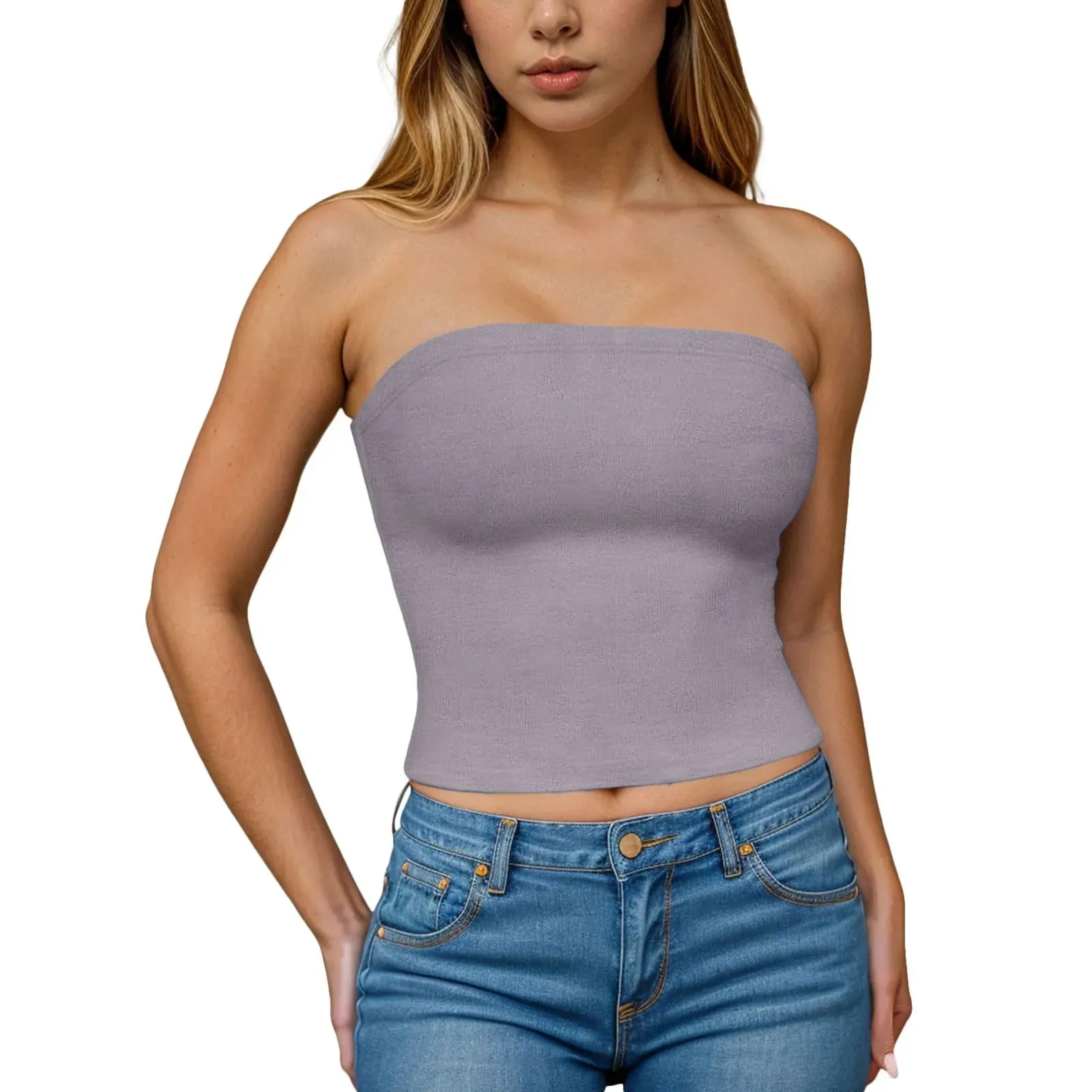 Sexy Off Shoulder Tube Tops Women Strapless Solid Color Backless Bandeau Tops Summer Slim Fit Bottoming Shirts Underwear