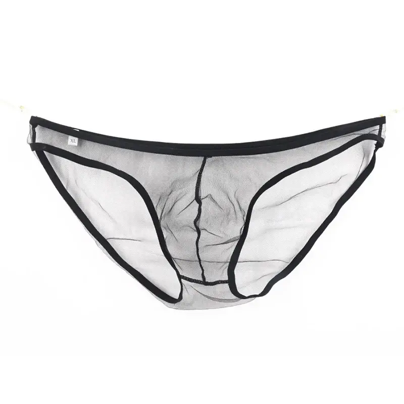 Slip da uomo in rete a vita bassa di grandi dimensioni, biancheria intima trasparente ultrasottile, con borsa convessa a U, vari colori disponibili — image 10