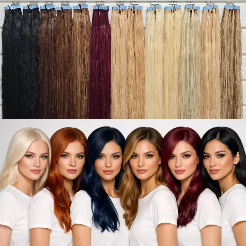 Seamless Tape in Extensions Human Hair Natural Tape in Hair Extensions Skin Weft PU Tape On Hair 20 PCS 12"-20" 50G/Pack