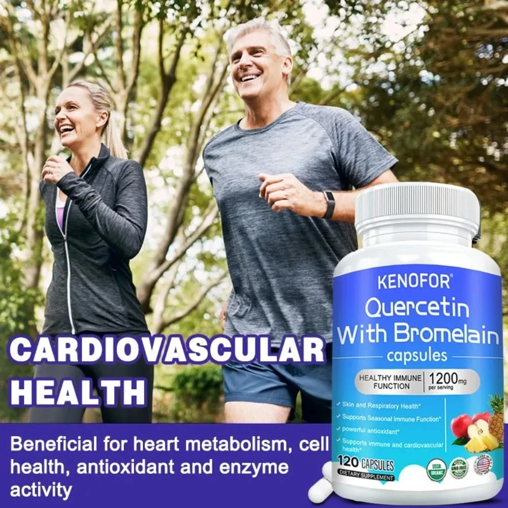 Quercetin Bromelain Capsules - Supports Immune Cardiovascular & Respiratory Health Antioxidant Supplements
