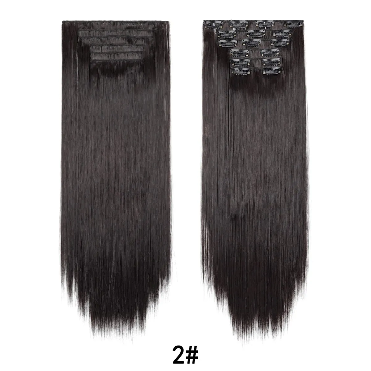 Jeedou Jeedou 6Pcs Clip In Straight Hair Extensions 60cm Long Synthetic Hair Pieces With 16 Clips Heat Resistant Hair For Women