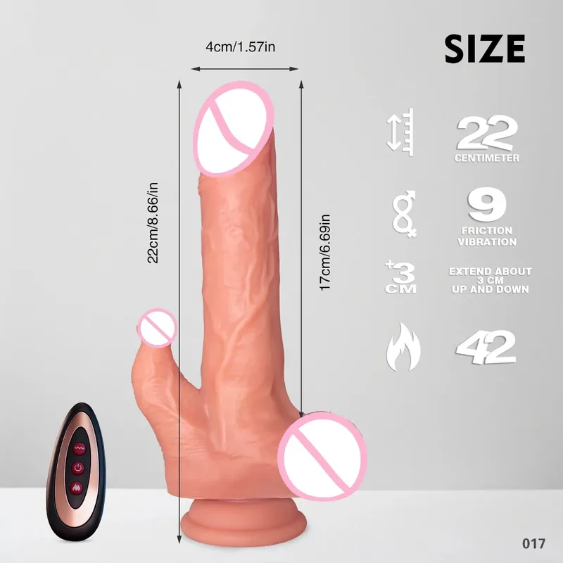 Dildo 7 Thrusts and 10 Vibration and Licking Modes Adult Sex Toy 22cm Realistic Vibrating Dildo with Strong Suction Cup For 18+