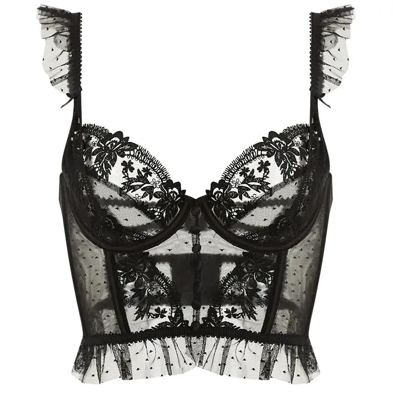 Tanga Dentelle Française Noël Pure Desire Transparent Fente Haute Sans Retirer Érotique T Pant Confort Taille S-XL​​ MOYISU Set