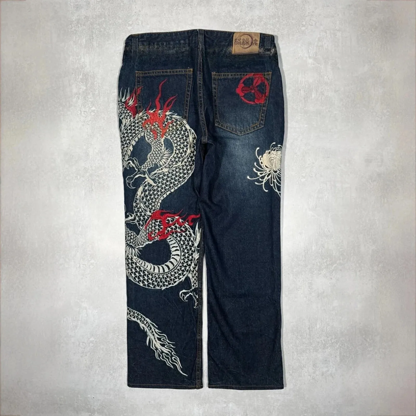 Vintage Japanese Selvedge Jeans Man Y2K High-end Brand Natural Indigo Dip Dyeing Harajuku Mopping Pants