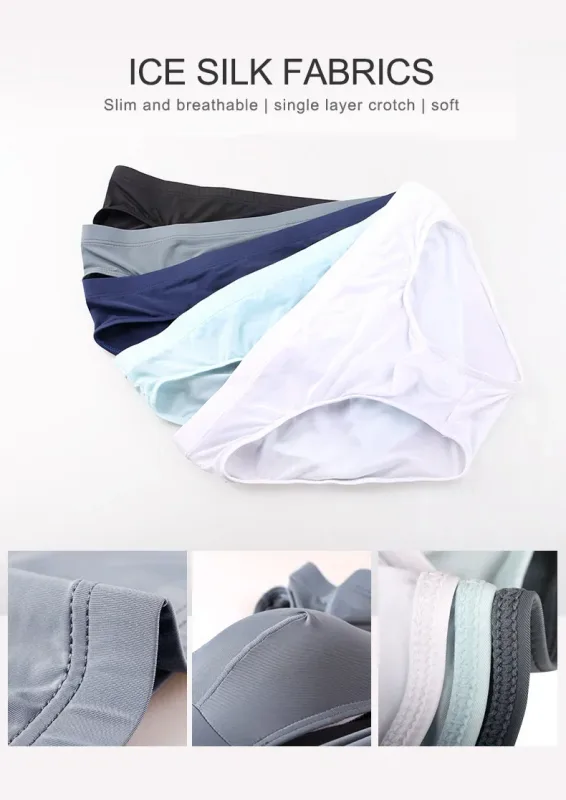 Ice silk underwear men's shorts summer breathable ultra-thin low waist trend personality SAO small triangle underwear bottom