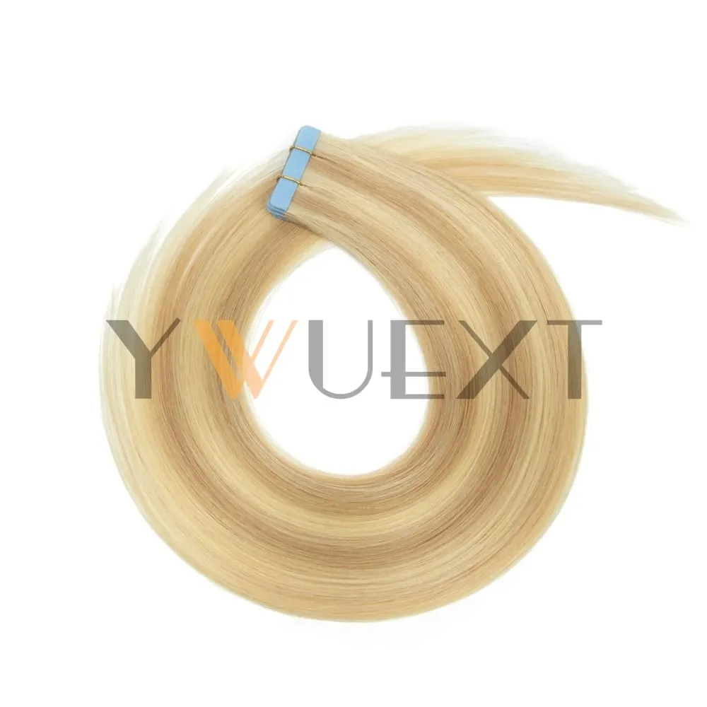 Real Human Hair Tape in Extensions 12''-20'' Natural Straight Black Seamless Tape Hair On Double Sided Tape 20pcs 50g/pack