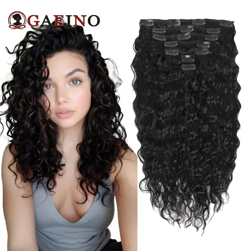 12A Grade Water Wave Clip In Hair Extensions 100% Human Hair Remy 7Pcs/Set Wet and Wavy Clip Ins Hairpieces For Women 14-24Inch