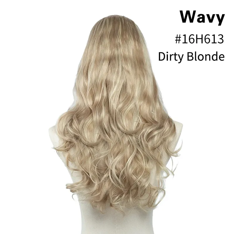 Sintético 24 "20" 16 "grampo na extensão do cabelo u parte cabelo natural em linha reta longo loiro preto falso pedaço de cabelo
