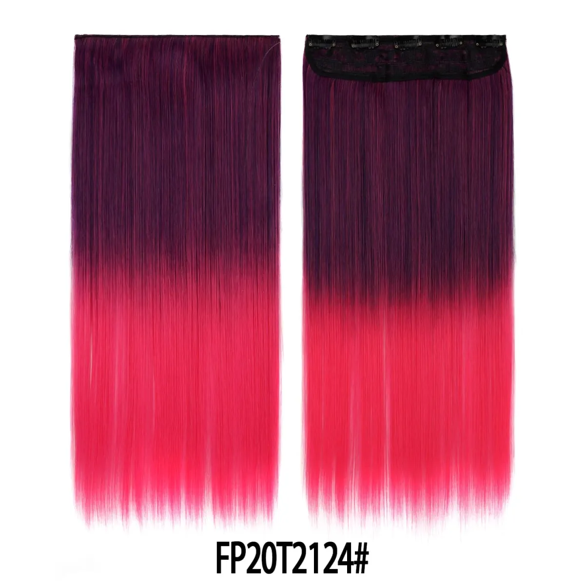 Jeedou Rainbow Hairpieces Clip In Hair Extension One Piece With 5Clips Ombre Color Straight Hair Wig For Girls Halloween Cosplay