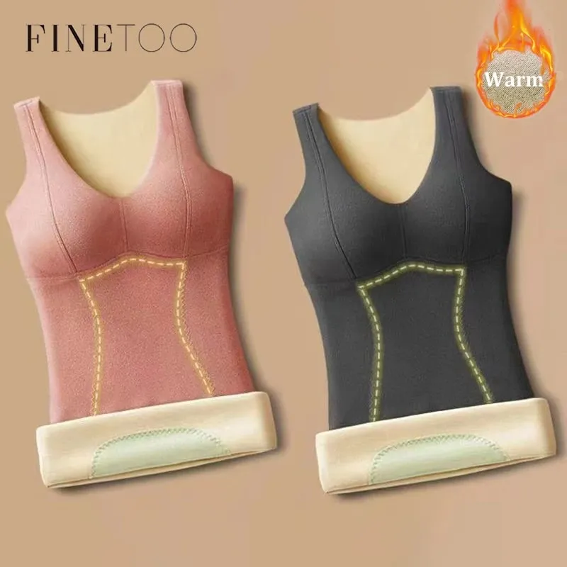 Winter Fleece Thermal Vest for Women Thickened Thermo Lingerie Seamless Soft Warm Inner Wear Female Undershirt With Bra Padded