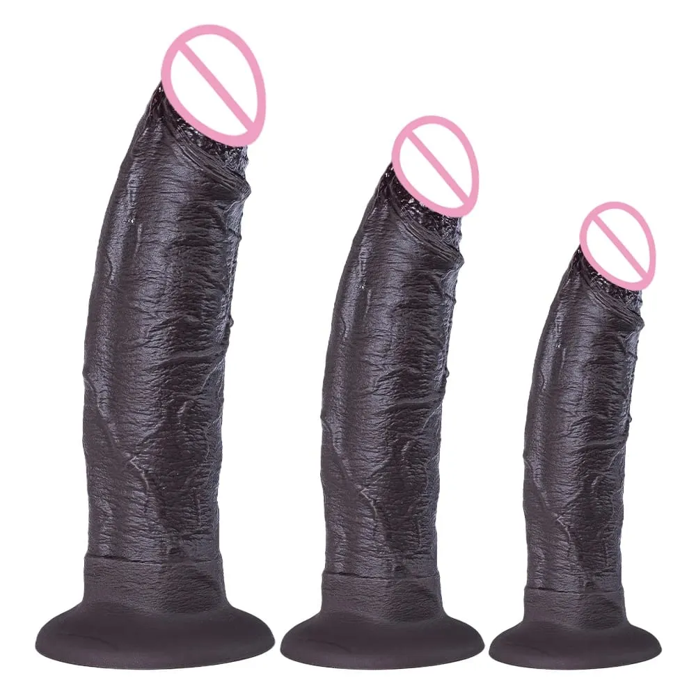 3 Sizes Thick Dildo Soft Silicone Man Penis Adult Women Lesbian Sextoy Clitoris Stimulator Man Dick Suction Cup Female Sex Games — image 1