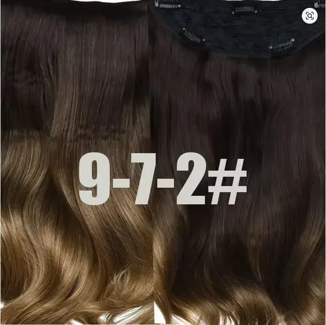24 Inch Clips in Hair Extensions for Women Synthetic Long Natural Wavy Curly Hair in One Hairpiece Weft with Secure 4 Clips in