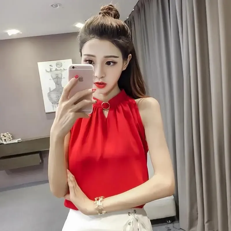 Elegant Sleeveless Solid Simplicity Loose Youth Vest Tops Women Clothes Summer All-match Temperament T Shirts Sexy Office Summer