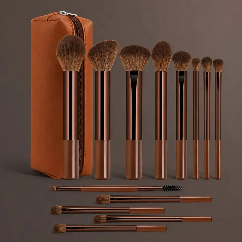 Brush Set Includes 14pcs Makeup Brushes + 1pc Makeup Bag + 2pcs Makeup Sponges Containing Foundation Brush Blush Brush