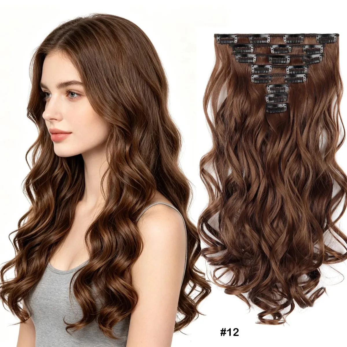 Wavy Clip in Hair Extensions 50cm Matte Synthetic Hair Pieces For Women Daily Party Hairstyle