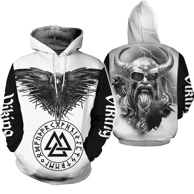 2024 homens hoodies águia tatuagem padrão vikings 3d impresso moda casual harajuku hip hop outono e inverno sudaderas de grandes dimensões