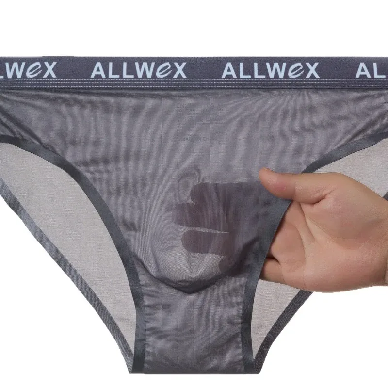 Ice Silk Seamless Briefs for Men Sexy Smooth Underwear 3D Pouch Underpants Comfortable Lingerie Panties Male Low Rise Knickers
