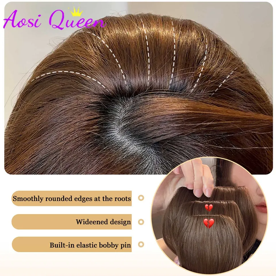 Fluffy Invisible Seamless Hair Pads Women Clip in Hair Extension Lining of Natural Hair Top Side Cover Piece Synthetic Pads