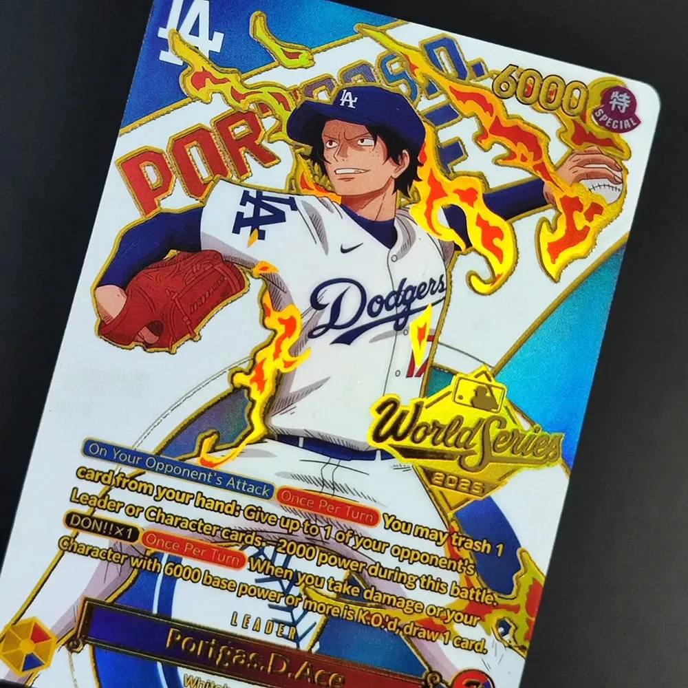 DIY OPCG ONE PIECE CARD Monkey.D.Luffy Ace (010) (Dodgers x ONE PIECE) EB02-010 One Piece Promotion Anime English Cards Foil