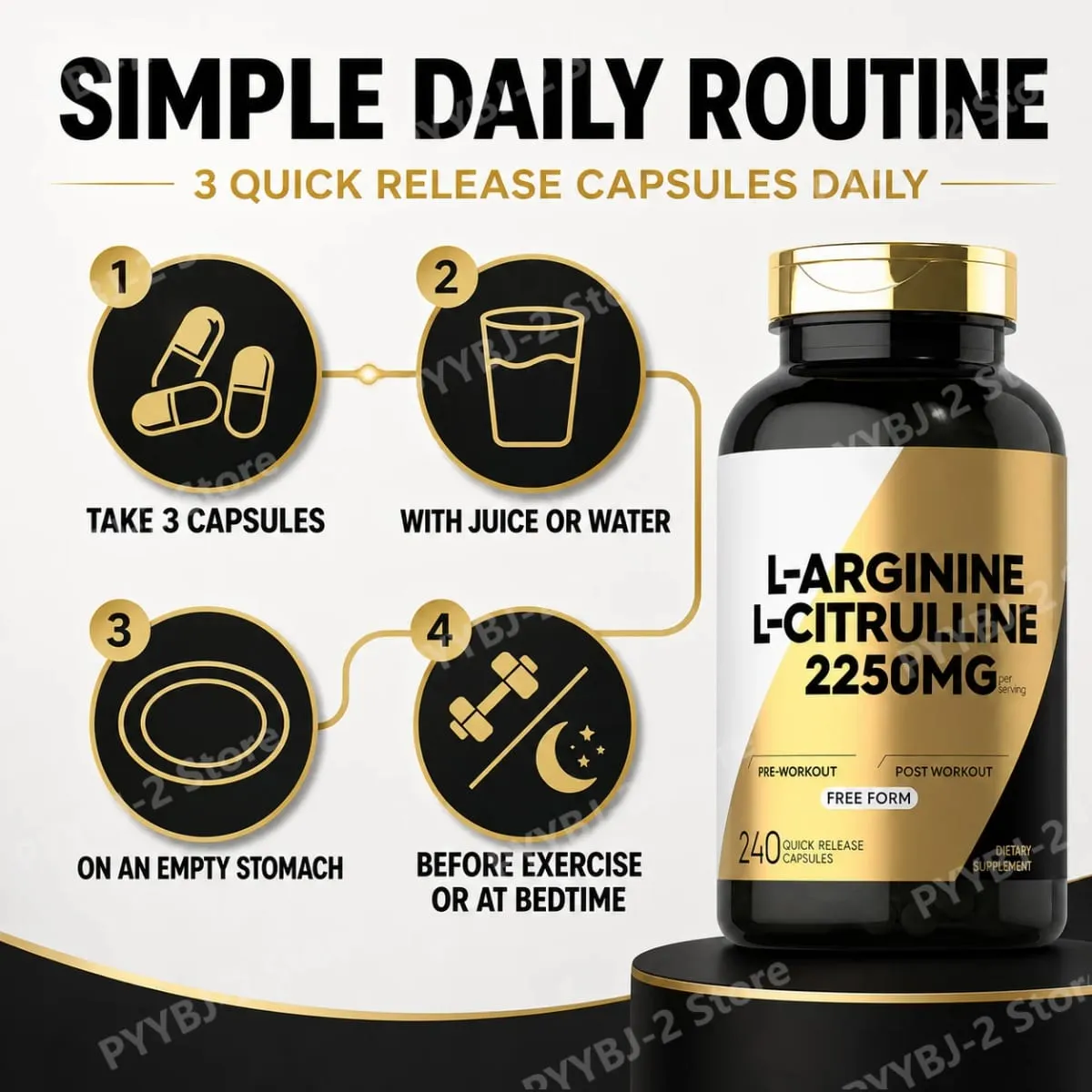 L-Arginine L-Citrulline Capsules -Amino Acid Dietary Supplement Non-GMO Daily Health Supplements 240 Capsules