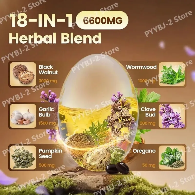 Kapsułki z goździkami z piołunu czarnego orzecha włoskiego 6600 mg Wsparcie oczyszczające Detox i ochrona jelit 18 w 1 Ekstrakt z mieszanki ziołowej 240 sztuk