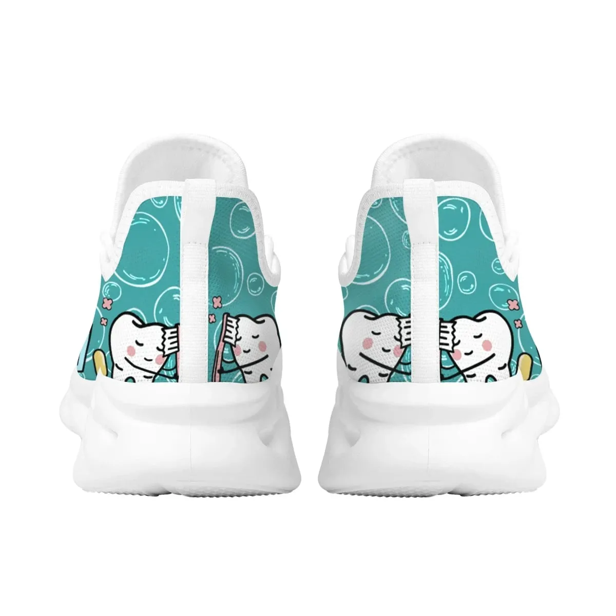 Casual Women's Dental Shoes Funny Teeth Dentist Design Flats Lace-up Sneakers Spring Breathable Beach Walking Shoe New Fashion