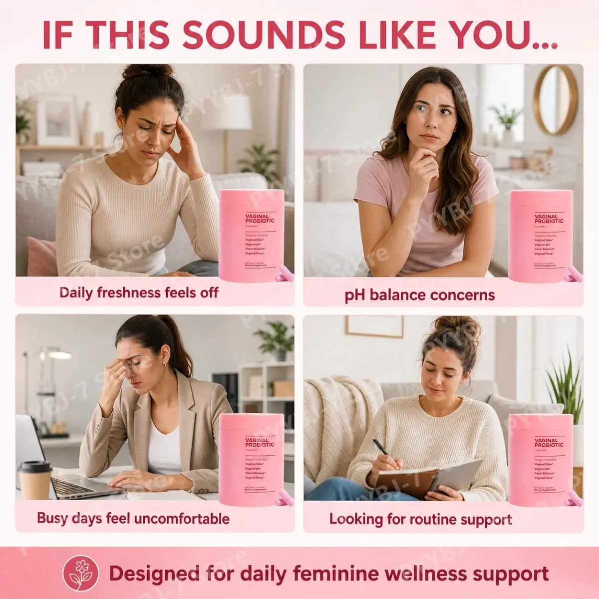 Women's Probiotic Capsules with Lactobacillus & Prebiotics for Gut and PH Balance Promote Healthy Flora 60 Pieces