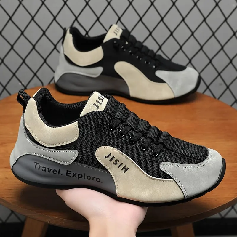 Męskie sznurowane buty sportowe na co dzień Buty do chodzenia na świeżym powietrzu - Lekkie, oddychające trampki do ćwiczeń do koszykówki