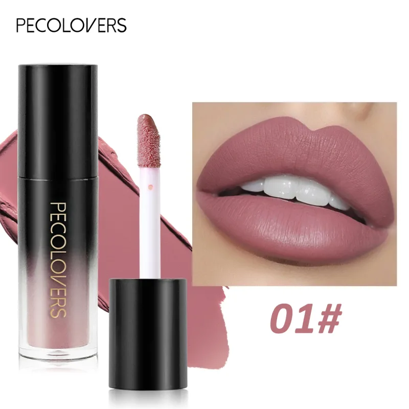 Brilho labial de veludo fosco, múltiplas cores, à prova d'água, de longa duração, copo antiaderente, batom suave para aplicar alta renderização de cores