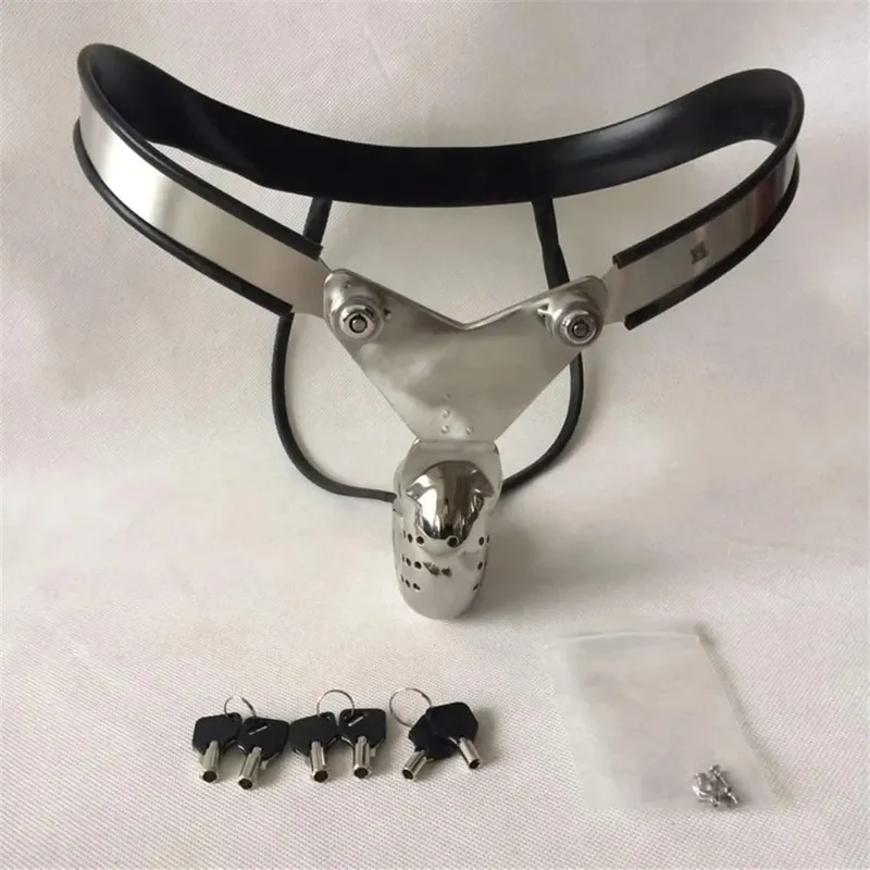 Male Chastity Device Waist Belt Stainless Steel Cock Cage Penis Sleeve Cockrings Dick BDSM Bondage Kit Adult Sex Toys for Men 18