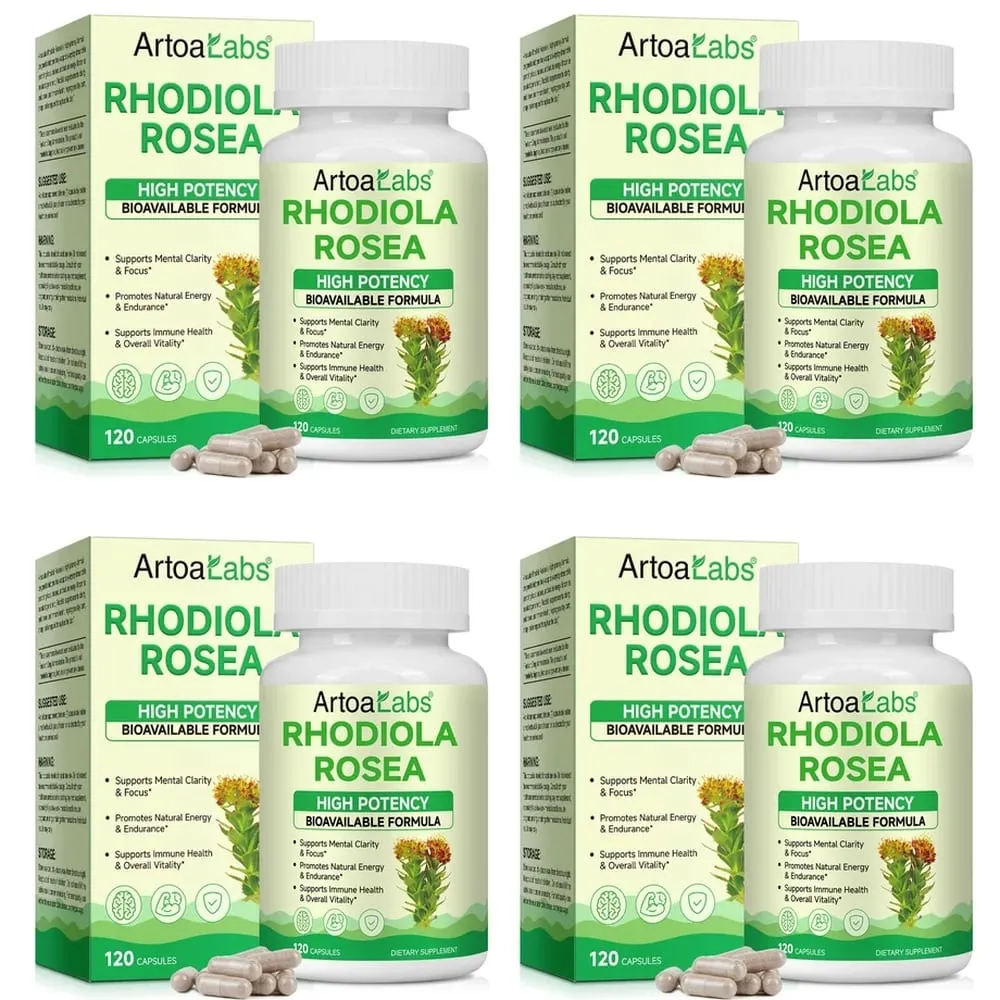 ArtoaLabs Rhodiola Rosea 500mg Capsules High Potency Supports Mental Clarity Focus Natural Energy Endurance 120 Vegan Capsules