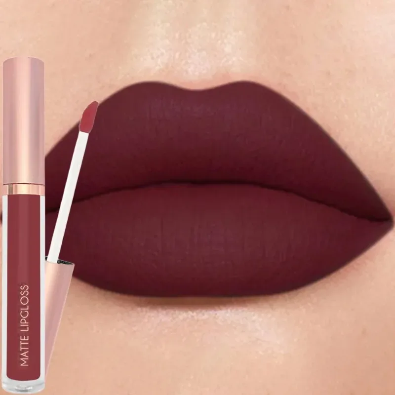 12 cores fosco veludo sexy brilho labial à prova dlong água de longa duração antiaderente copo lábio esmalte nude batom líquido lábios maquiagem cosméticos — image 14