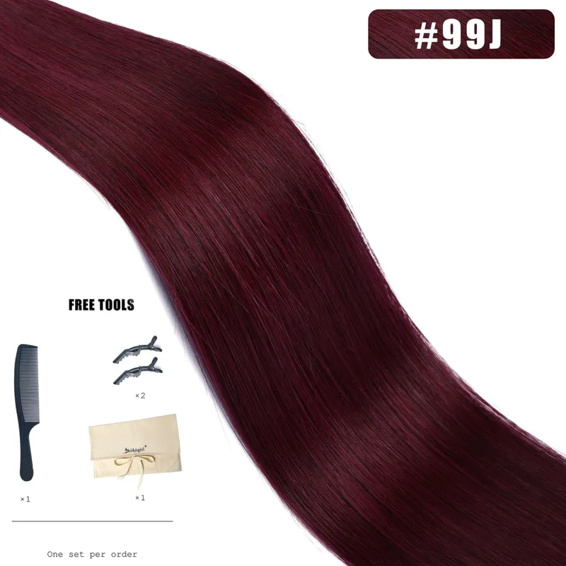 Butterfly Weft Hair Extensions Human Hair Invisible Flat PU with Hole Twin Tabs Hair Weft 12-24inch Micro link 100g