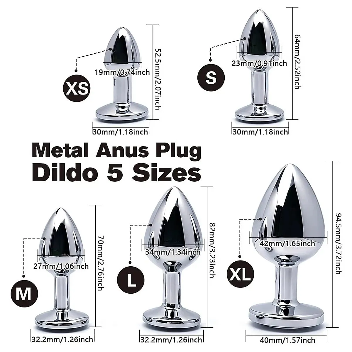5 Size Metal Anal Plug Butt Plug Sex Toy Butt Toy for Women Men Couples Adult Game Masturbator Anal Diamond Sex Toys