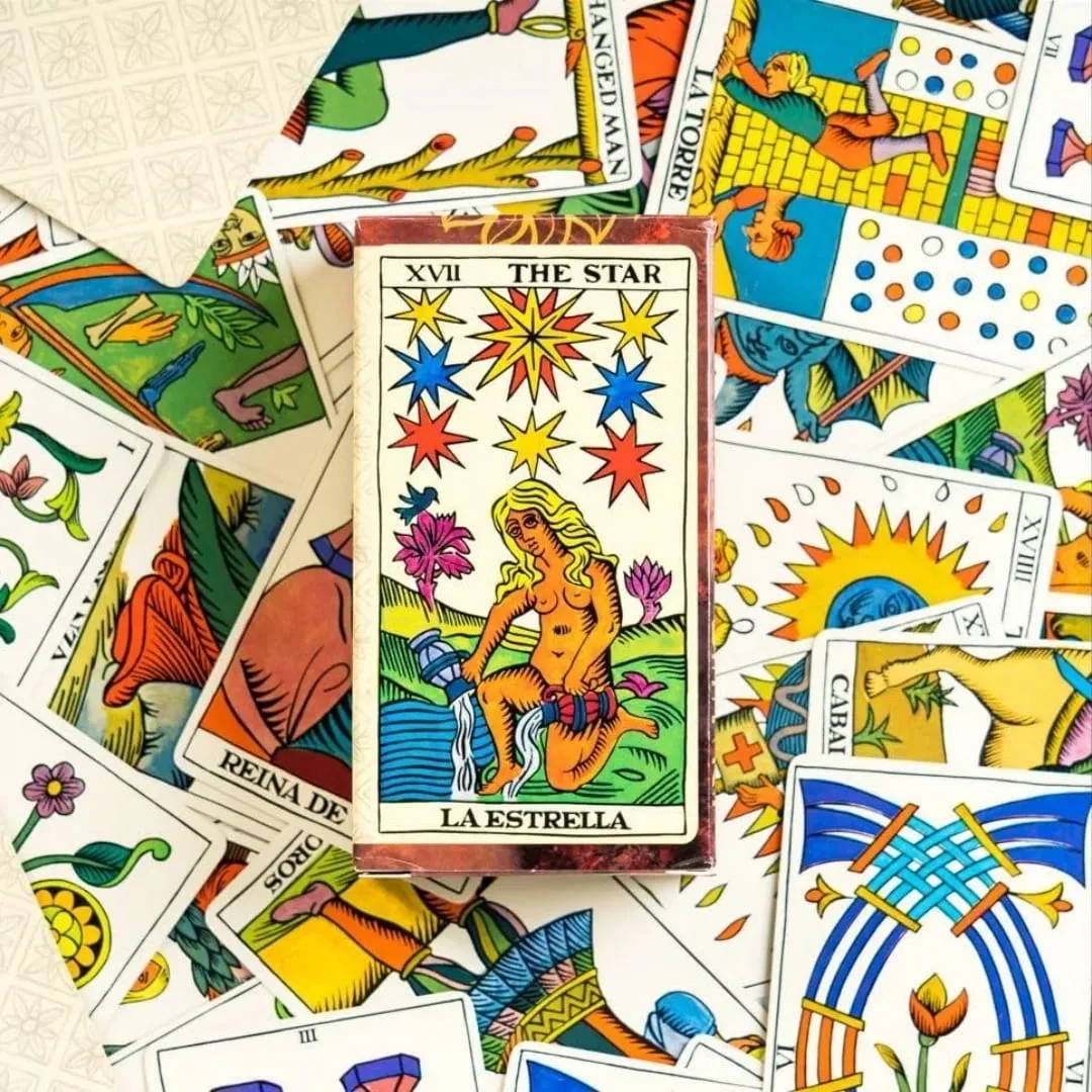 78 Cards Classic Marseille Tarot Cards Major Arcana the Star Star-Themed Spanish Version Board Game Divination Card Set — image 2