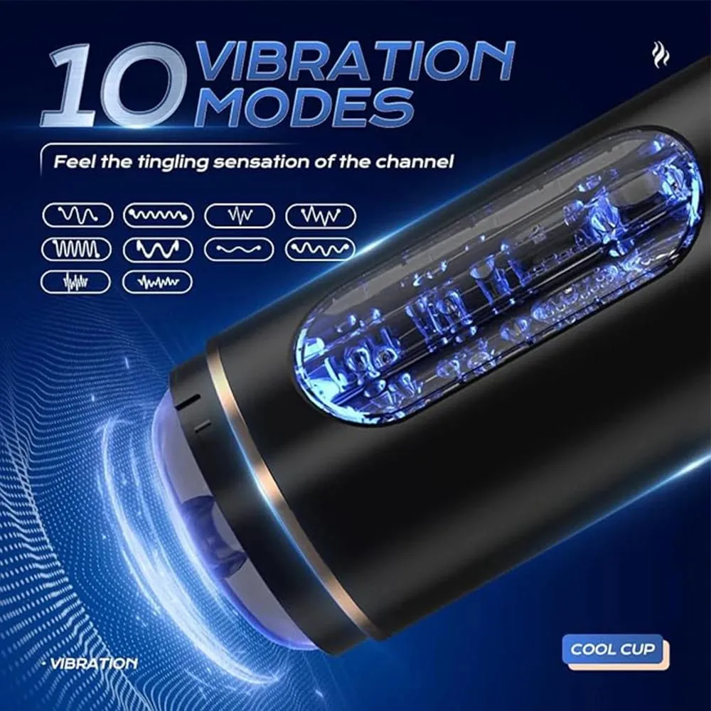10 Frequency Male Vibration Masturbation Cup Intelligent Voice Interactive Aircraft Cup Penis Exercise Device Adult Sex Products