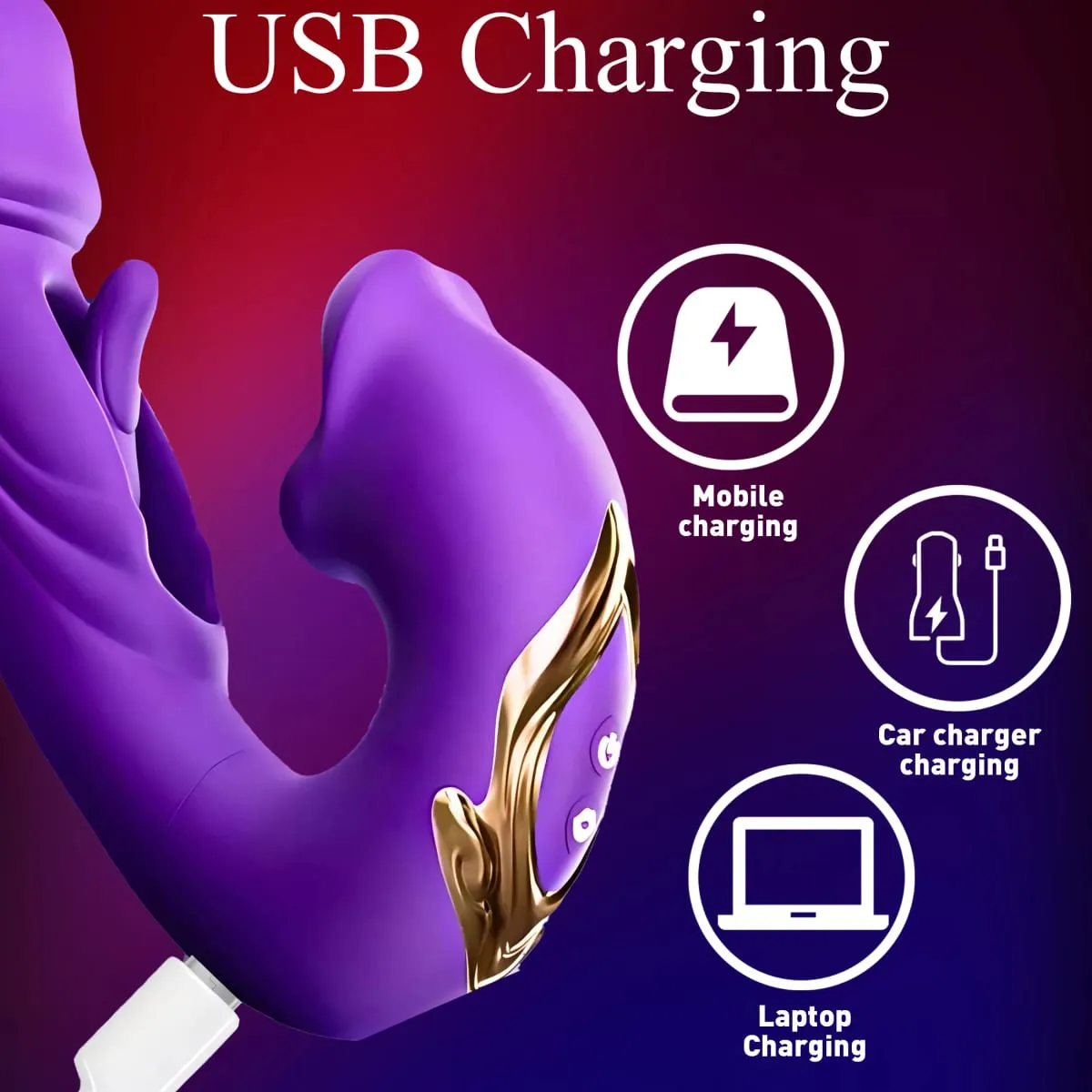 Four-in-One Female Vibrator with Clitoral G-Spot Stimulation Dual Motor Tongue Lick Massage 7 Modes of Slap 7 Modes of Vibration