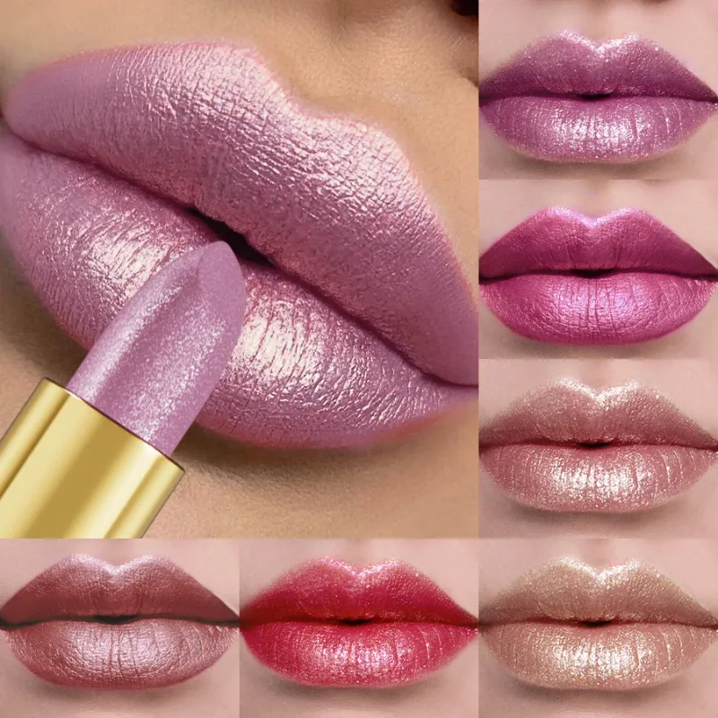 16Colors Bold & Intense Glitter Shiny Metallic Lipstick Lip Tint Long Lasting Lip Senior Matte Lip Makeup Gifts for Women Cosme