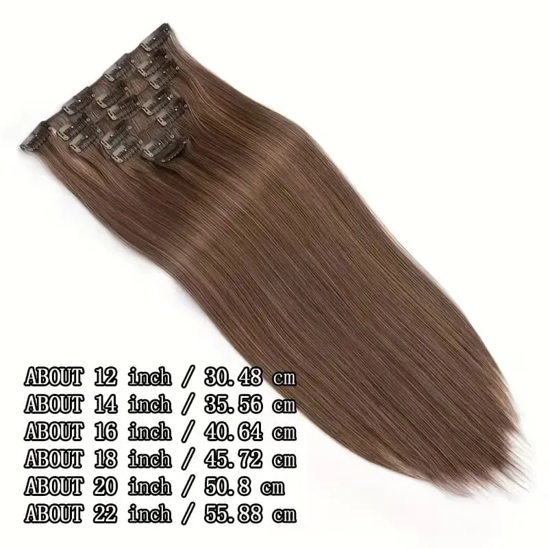 Long Straight Hairstyle 16 Clips 7 Pcs/Set Hair Extensions Natural Synthetic Blonde Black Hairpieces Heat Resistant For Women Kp