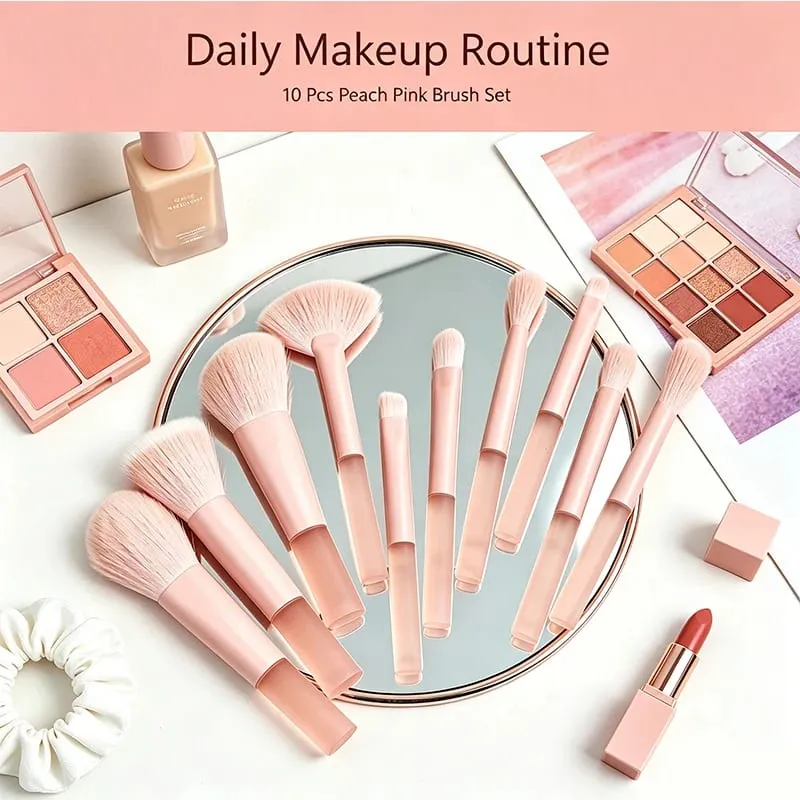 Set di pennelli per trucco da viaggio da 10 pezzi Mini pennelli per trucco da viaggio Ombretto piccolo Pennello per fondotinta Rossetto per ombretti Contorno Blush