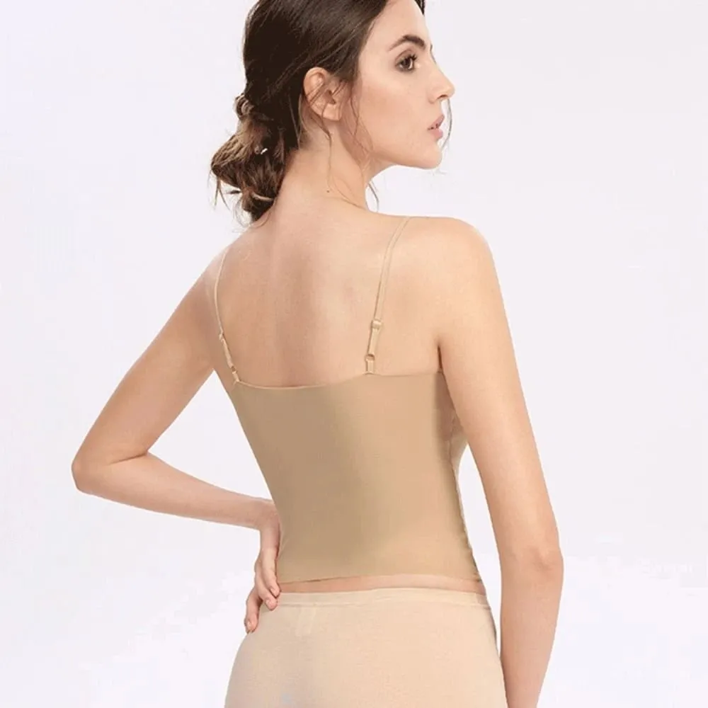 Thin Ice Silk Traceless Sling Tank Top Bralette Crop Tops Strap Skinny Vest Tops Solid Color Slim Fit Sleeveless Camisole Women