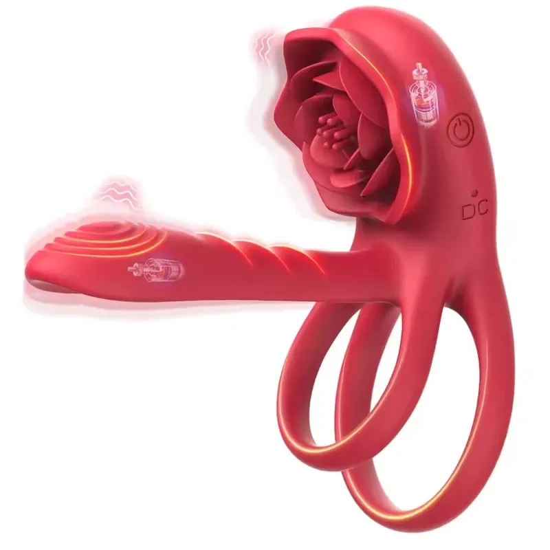 Penis Cock Ring Vibrator for Women Black Rose G Spot Nipple Clitoral Male Ejaculation Delay Nipple Clitoral Stimulator Sex Toys