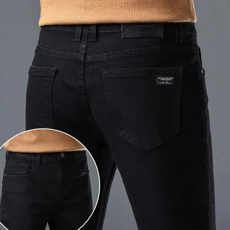 Men's New Stretch Straight Jeans Business Versatile Trendy Youth Casual Regular Long Pants for Spring Autumn Male Denim Trousers