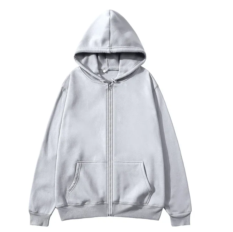 Men/Women Zipper Cardigan Hoodies Pure Color Casual Jacket Coats Fleece Spring Autumn Sweatshirts Sports Streetwear Men tops — image 8