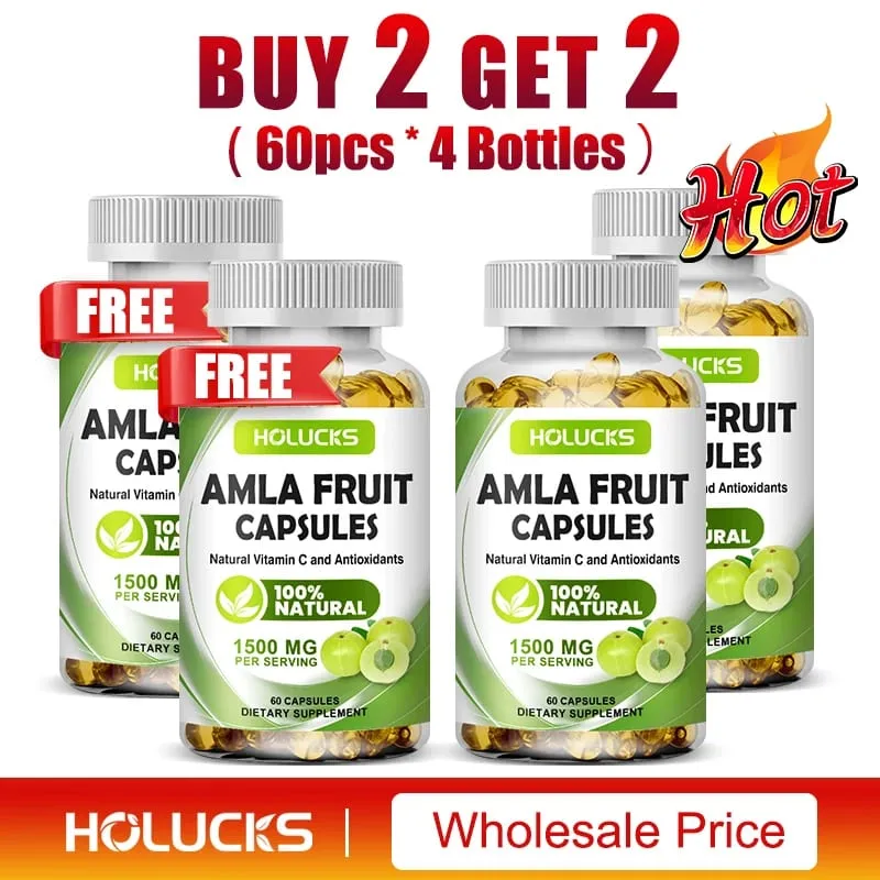 Natural Amla Capsules with High Potency Vitamin C Antioxidant Support Energy Metabolism Heart & Digestive Health