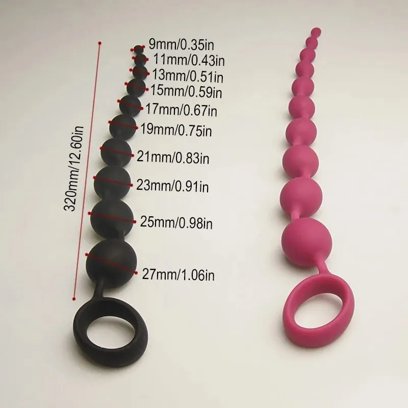 Silicone Anal Beads Sex Toys 10 Increasing Size Balls Anus Butt Plug Analplug Buttplug Butplug With Easy Pull Loop Handle