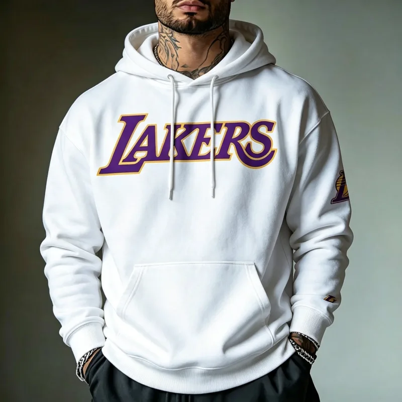Los Angeles Lakers hoodie - Fashionable trend street style men's fitness muscle casual hooded sweatshirt for sports activities