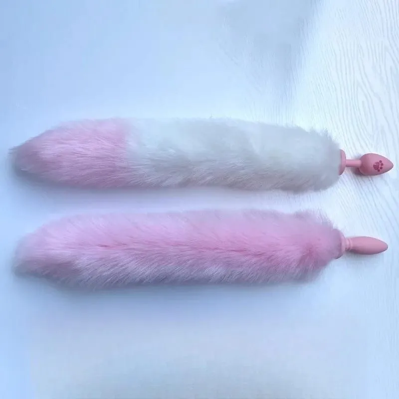 Small Silicone Butt Plug Dildo Vaginal Plug with Detachable Fake Soft Fox Rabbit Tail for Couple Anal Bead Dilator Sex Toys