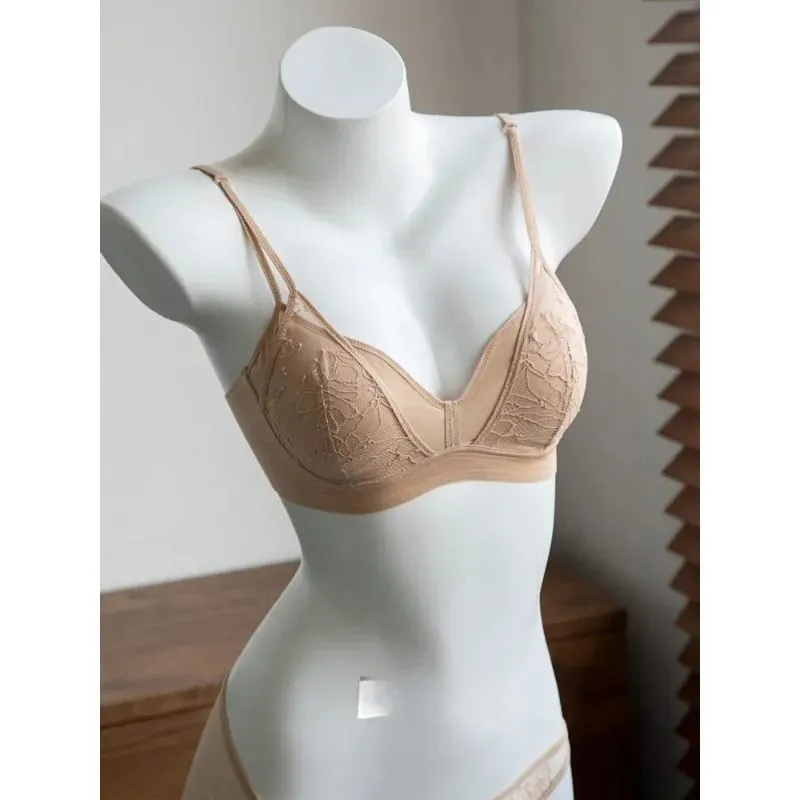French Lace Bralette Wireless Unlined Sexy Sheer Demi Cup Lightweight Comfort Summer Lingerie Everyday Wear Small Bust Push Up